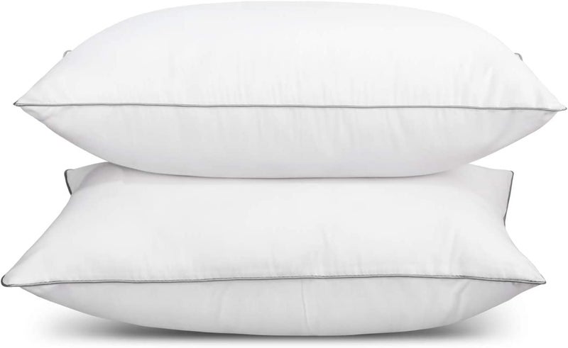 EDOW Soft Pillows for Sleeping 2 PackSupportive Down Alternative Polyester MicroFiber Filled Pillows Brushed Cotton Cover Machine Washable White Queen20x30