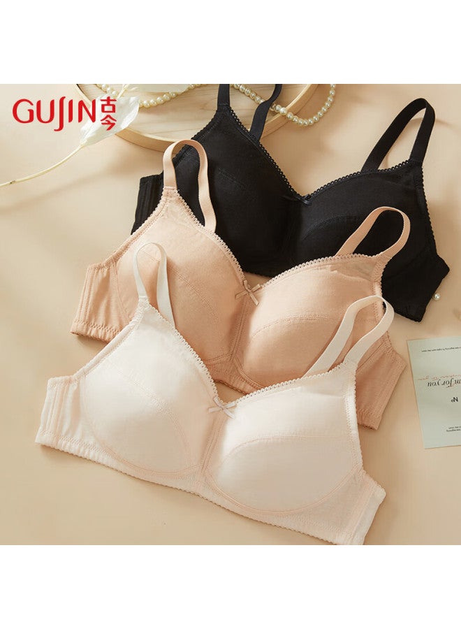 GUJIN Gujin (gujin) Mall Same Style 3/4 Thin Cup Bra Top Without Steel Ring Women's Cotton Non- Ert Bra 0i328 