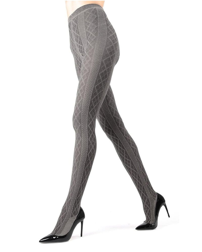 MeMoi Juneau Diamonds Cotton Tights for Women, Cozy and Elegant Sweater Tights - Sizes Small to X-Large, Medium Gray Heather, S-M - Image 1