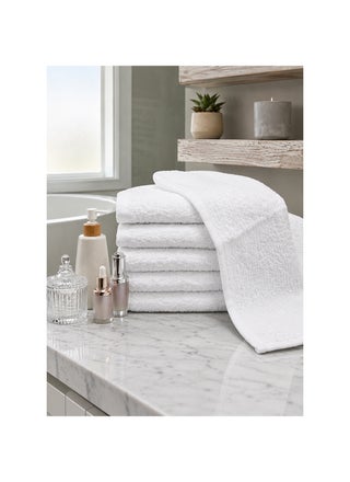 6-Pc Anti-Microbial White Face Towel Set- 30 x 30cm