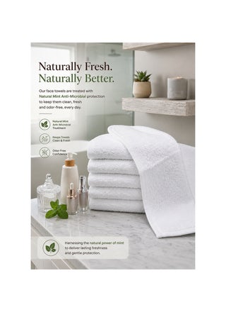 6-Pc Anti-Microbial White Face Towel Set- 30 x 30cm