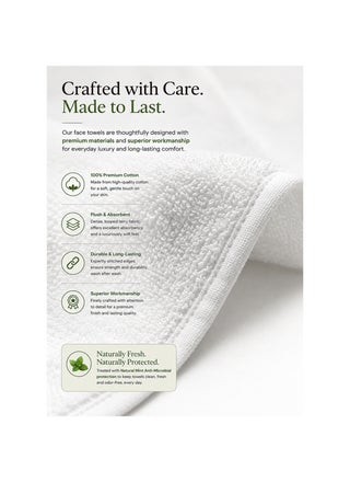 6-Pc Anti-Microbial White Face Towel Set- 30 x 30cm