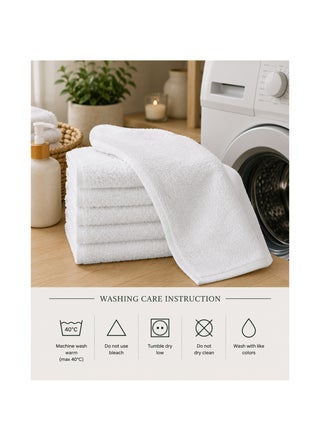 6-Pc Anti-Microbial White Face Towel Set- 30 x 30cm