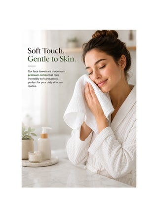 6-Pc Anti-Microbial White Face Towel Set- 30 x 30cm