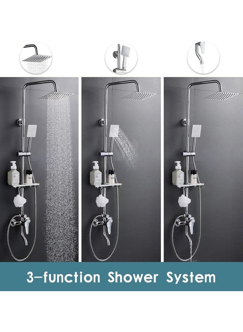 AL RAID Bathroom Shower Set, Copper Plating Large Square Head Handheld Shower Wall Mounted Rainfall Shower Thermostatic Valve Mixer Bathroom Shower Liftable Shower Column Trim Set for Bathtub(Black) - Image 2