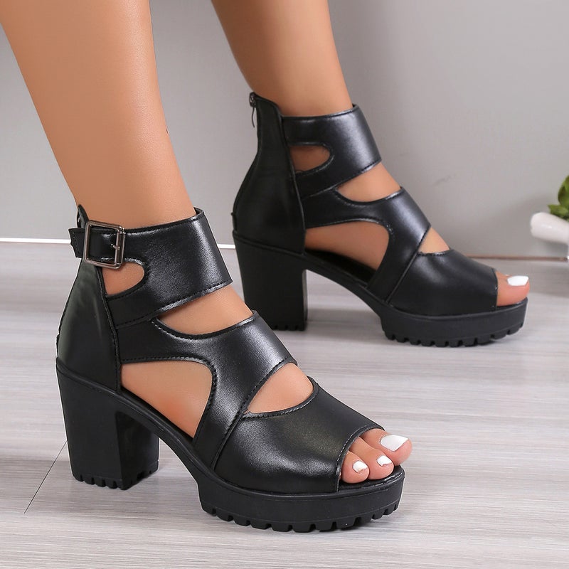Roman Shoes High Heel Platform Sandals Women'S 2024 Fashion Waterproof Platform Super High Heel Peeple Roman Women'S Shoes - Image 2