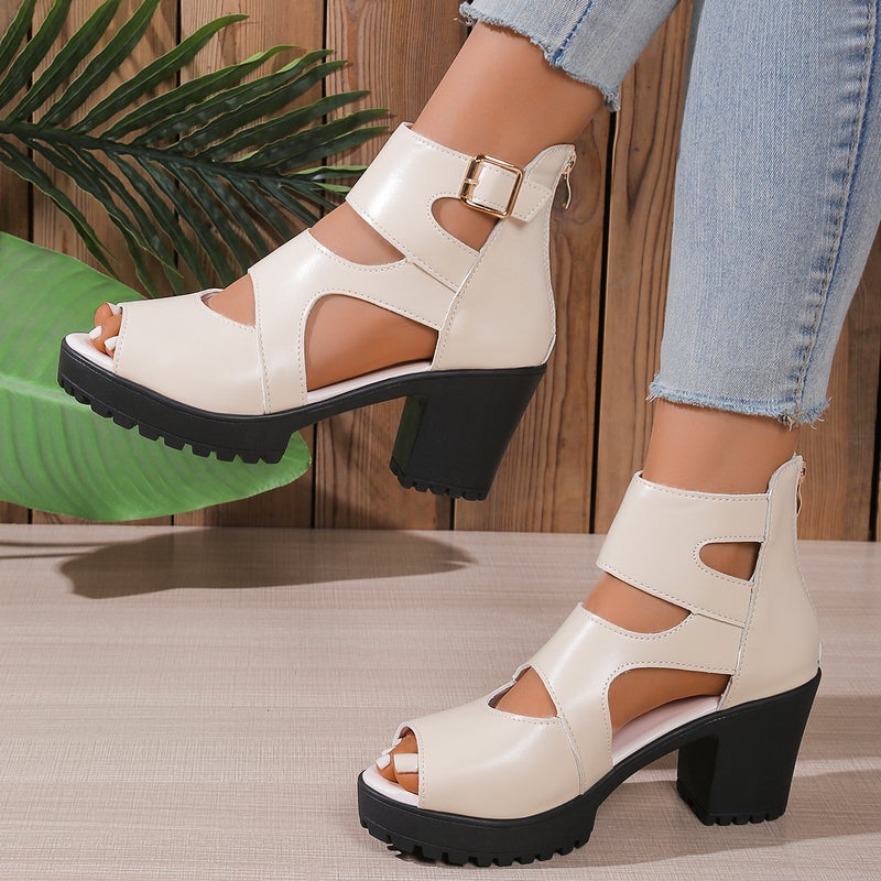 Roman Shoes High Heel Platform Sandals Women'S 2024 Fashion Waterproof Platform Super High Heel Peeple Roman Women'S Shoes - Image 1