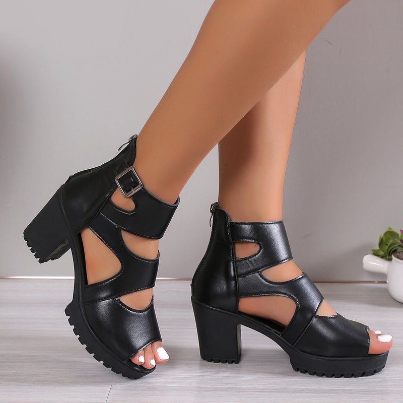 Roman Shoes High Heel Platform Sandals Women'S 2024 Fashion Waterproof Platform Super High Heel Peeple Roman Women'S Shoes - Image 4