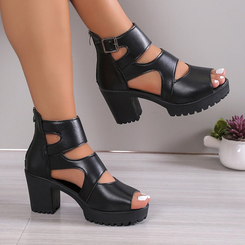 Roman Shoes High Heel Platform Sandals Women'S 2024 Fashion Waterproof Platform Super High Heel Peeple Roman Women'S Shoes - Image 3