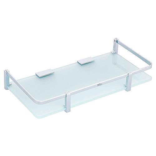 Atlantic Premium Brass Chrome Finish Glass Bathroom and Kitchen Shelf Accessories, Multi Purpose Glass Shelves Wall Mount Shelf (18"X6"X 8 mm) (Pack of 1) - Image 1