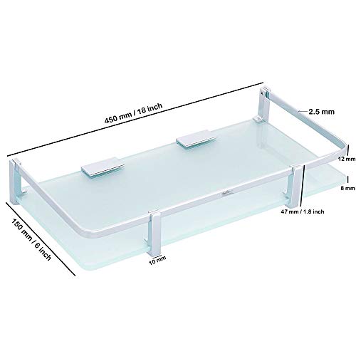 Atlantic Premium Brass Chrome Finish Glass Bathroom and Kitchen Shelf Accessories, Multi Purpose Glass Shelves Wall Mount Shelf (18"X6"X 8 mm) (Pack of 1) - Image 3