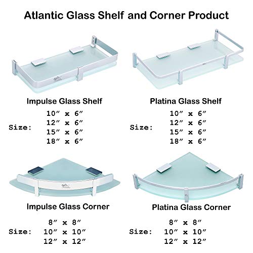 Atlantic Premium Brass Chrome Finish Glass Bathroom and Kitchen Shelf Accessories, Multi Purpose Glass Shelves Wall Mount Shelf (18"X6"X 8 mm) (Pack of 1) - Image 5