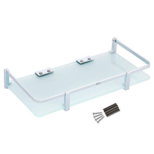 Atlantic Premium Brass Chrome Finish Glass Bathroom and Kitchen Shelf Accessories, Multi Purpose Glass Shelves Wall Mount Shelf (18"X6"X 8 mm) (Pack of 1) - Image 2