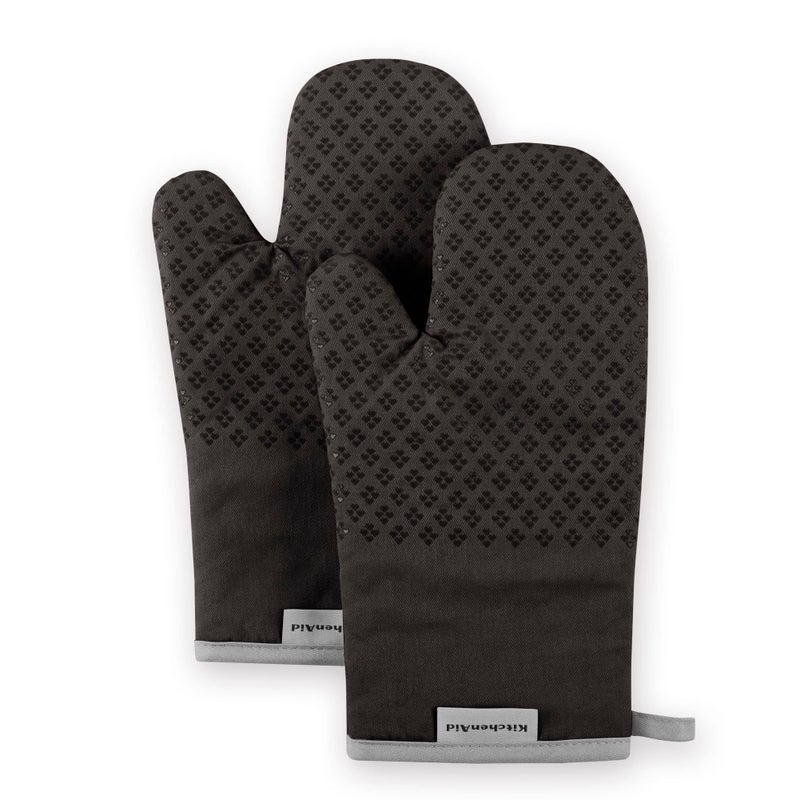 KitchenAid Asteroid Oven Mitt Set  7""x12.5""  Black  2 Piece - Image 1