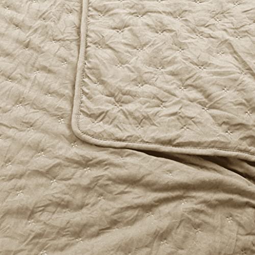 ROARINGWILD Cloud Oversized King Quilt Sets with Pillow Shams, Beige California Cal King Size Lightweight Soft Coverlet Bedspread, Tan Cream Thin Bedding Set, 3 Pieces, 118x106 inches - Image 4