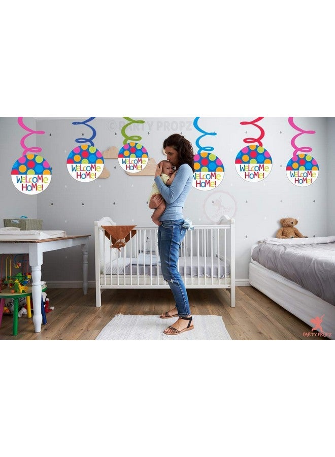 شورو زينة دوامة ترحيبية من شورو/حفل استقبال مولود جديد، لعروس جديدة، أو مولود جديد، أو بنات وأولاد (متعددة الألوان) - مجموعة من 12 دوامة و6 قطع مقطوعة - Image 2