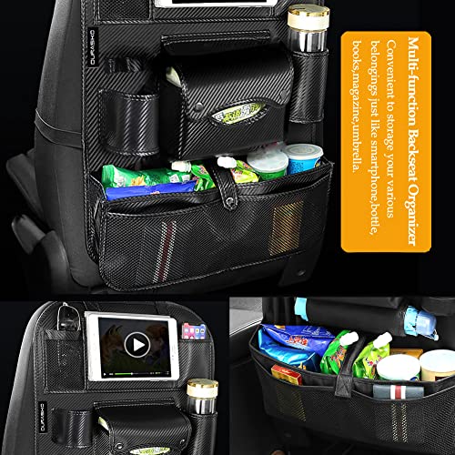 DURASIKO Car Backseat Organizer with Foldable Table TrayCar Storage Organizer with Tablet HolderCar Seat Back Protectors Kick MatsPremium PU Leather MaterialCompatible with Most Vehicles - Image 3
