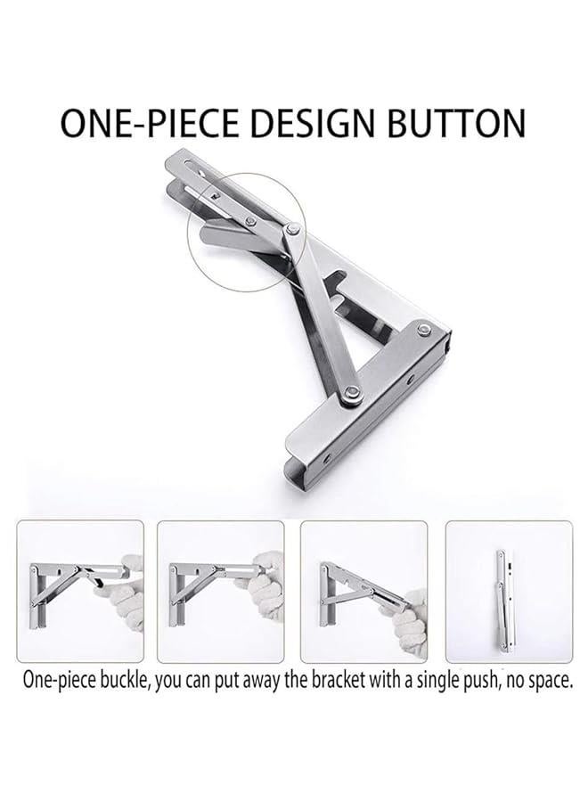 HOOKOR Folding Shelf Brackets - Heavy Duty Stainless Steel Collapsible Shelf Bracket for Bench Table, Space Saving DIY Bracket, Max Load: 550lb (Stainless Steel, 8 inch) - Image 3