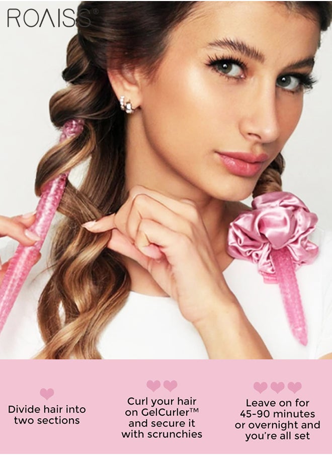 roaiss 7Pcs Heat-free Curling Iron Set, Low Heat Gel Bead Curling Iron, Fast-Acting Low Heat Sleeping Curling Rollers DIY Hair Styling Tools Heat-Free Curling Curler Headband, No-damage Curling Rod  - Image 2