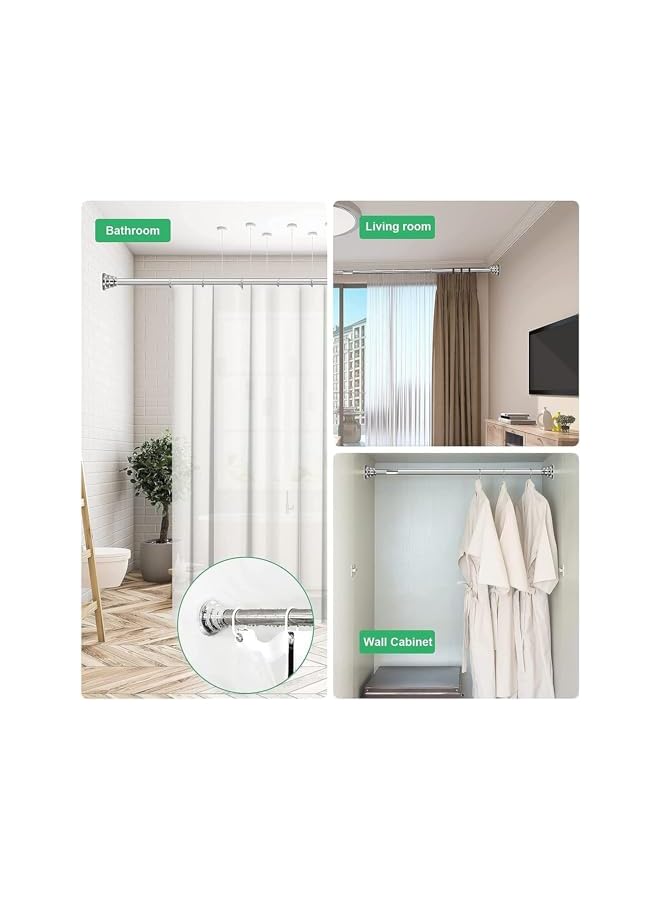 erorex Tension Rod Holder, 4Pcs Small Transparent Shower Rod Bracket No Drilling, Small Adhesive Tension Curtain Rod Retainer Shower Curtain Rod Holder (Style C) - Image 3