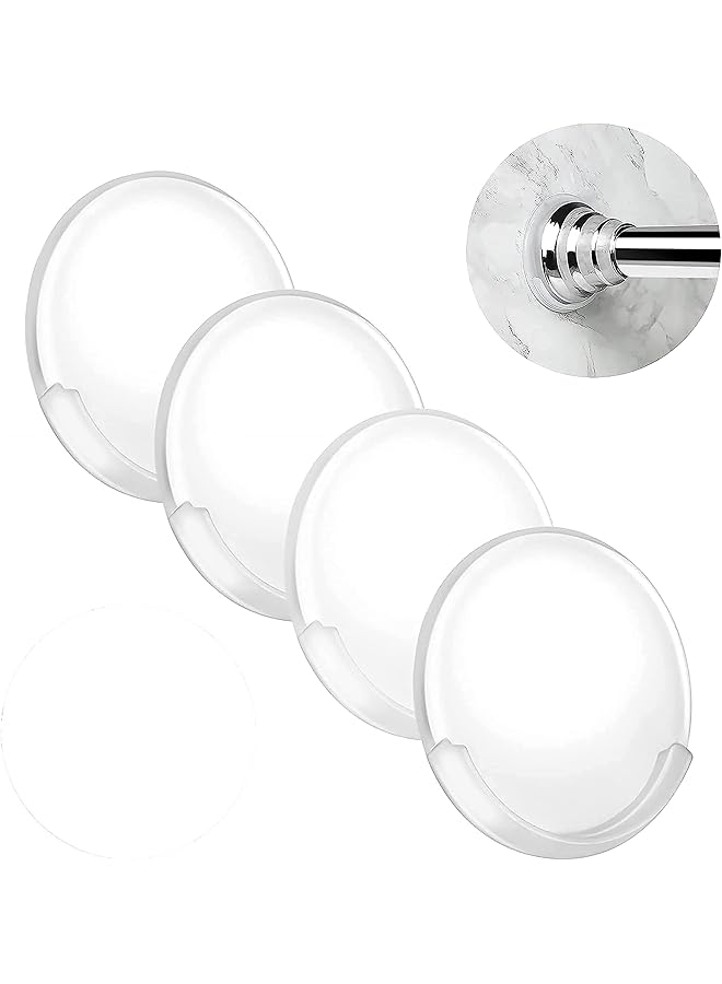 erorex Tension Rod Holder, 4Pcs Small Transparent Shower Rod Bracket No Drilling, Small Adhesive Tension Curtain Rod Retainer Shower Curtain Rod Holder (Style C) - Image 1