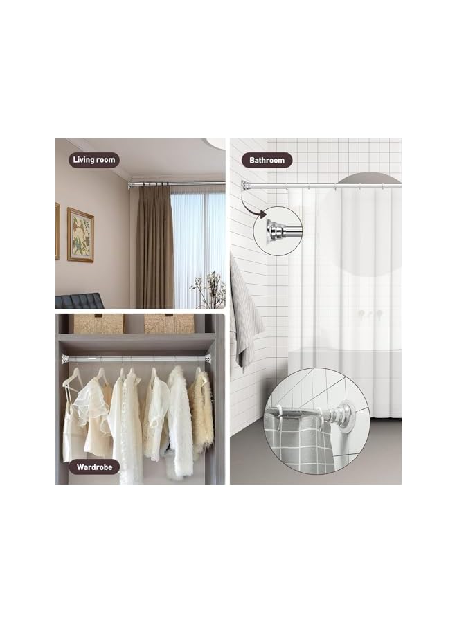 erorex Tension Rod Holder, 4Pcs Small Transparent Shower Rod Bracket No Drilling, Small Adhesive Tension Curtain Rod Retainer Shower Curtain Rod Holder (Style C) - Image 4