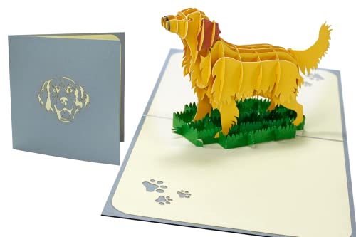 Rykamia Golden Retriever Pop Up Card, Blank Card With Envelop, Birthday Card from Dog, Golden Retriever Birthday Card, Retirement, Thank You, Golden Retriever Gift, Birthday Card Womens, Dog Mom Card - Image 1