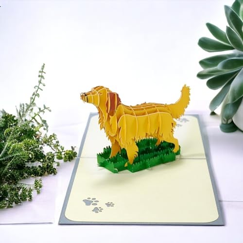 Rykamia Golden Retriever Pop Up Card, Blank Card With Envelop, Birthday Card from Dog, Golden Retriever Birthday Card, Retirement, Thank You, Golden Retriever Gift, Birthday Card Womens, Dog Mom Card - Image 4