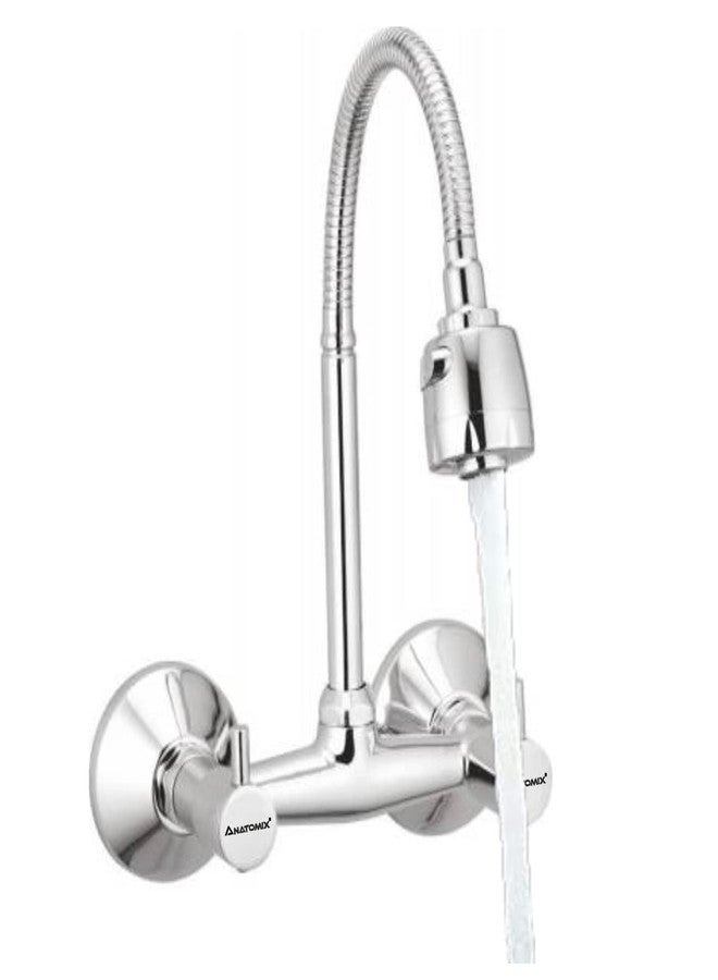 Anatomix Aqua Wall Mounted Sink Mixer with Modular Shower spout for Kitchen Sink Modular Spout Faucet Sink taps, Brass, Chrome Finish - Image 4