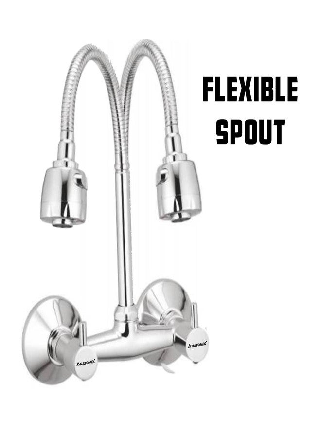 Anatomix Aqua Wall Mounted Sink Mixer with Modular Shower spout for Kitchen Sink Modular Spout Faucet Sink taps, Brass, Chrome Finish - Image 3