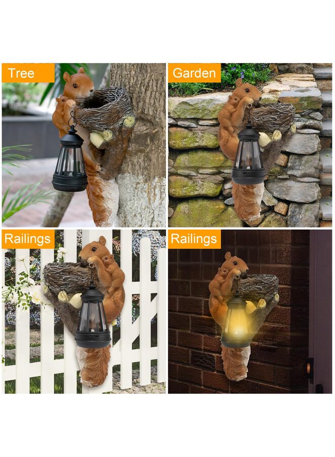 يُسلِّم تمثال سنجاب صغير لطيف معلق في الحديقة، منحوتة زخرفية خارجية - Image 4