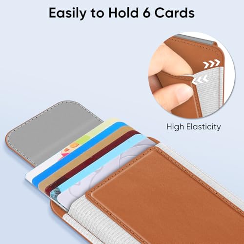 FINPAC MagSafe Wallet, Magnetic Card Wallet Holder for iPhone 17/16/15/14/13/12 Series, Safe RFID Blocking Slim Leather 6 Card Holder for Women Men, Light Brown - Image 2