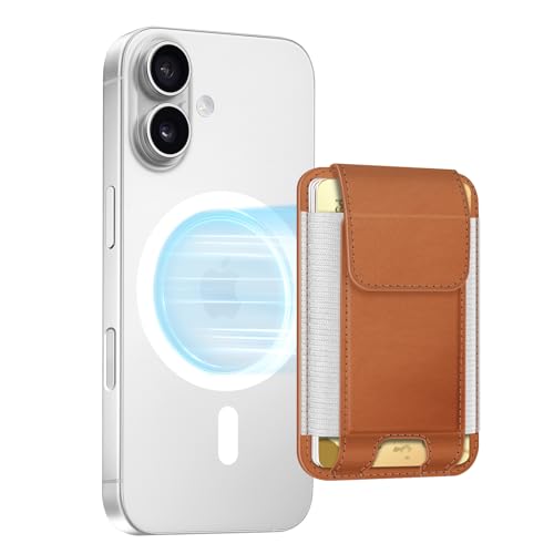 FINPAC MagSafe Wallet, Magnetic Card Wallet Holder for iPhone 17/16/15/14/13/12 Series, Safe RFID Blocking Slim Leather 6 Card Holder for Women Men, Light Brown - Image 1