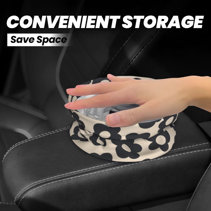 YANGDADA Vintage Groovy Flowers Car Trash Can Small Portable Car Garbage Bag for Back Front Seat RV's Camping Accessories - Image 4