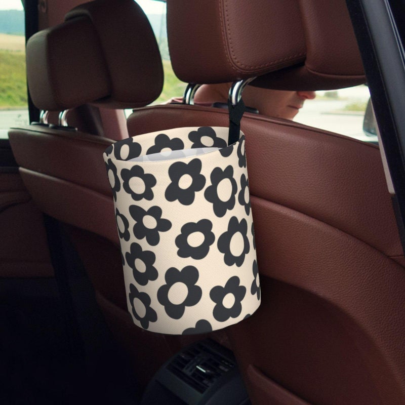 YANGDADA Vintage Groovy Flowers Car Trash Can Small Portable Car Garbage Bag for Back Front Seat RV's Camping Accessories - Image 5