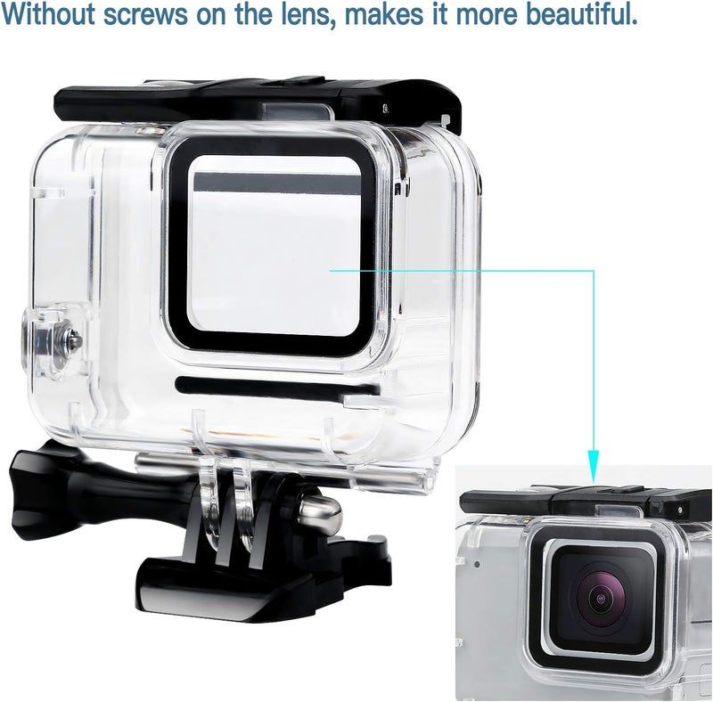 DF Waterproof Housing Case for HERO7 White & Hero 7 Silver, 30M Underwater Photography Protective Shell with Screen Protector Films and Anti-Fog Inserts Accessories - Image 2