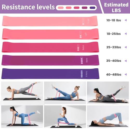 HAKELPOK Pilates Kit for Home Workouts Yoga for Women-12-Piece with Ring,Yoga Ball,5 Resistance Bands,Figure-8 Band,Arm Stretcher,Grippy Socks,Storage Bag for Toning,Strength & Flexibility(Purple) - Image 3