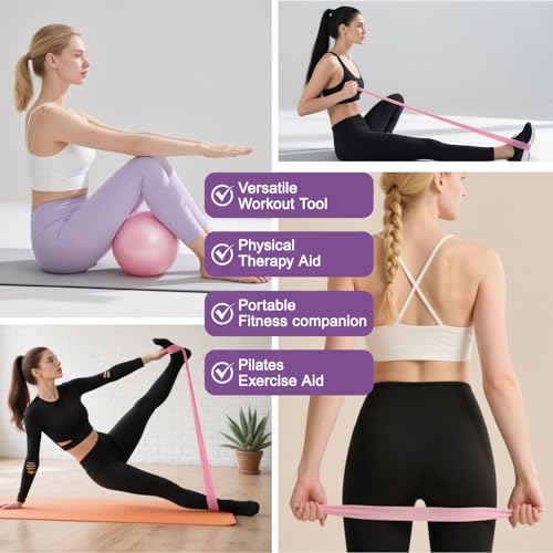 HAKELPOK Pilates Kit for Home Workouts Yoga for Women-12-Piece with Ring,Yoga Ball,5 Resistance Bands,Figure-8 Band,Arm Stretcher,Grippy Socks,Storage Bag for Toning,Strength & Flexibility(Purple) - Image 4