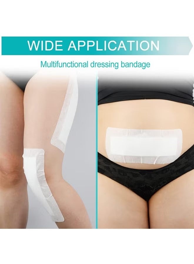 10Pcs Adhesive Island Wound Dressings, Breathable Bordered Gauze, Bandage Patches with Non-Stick Pad for Knee Hip Replacement Arm Leg Abdominal Back Incision Cuts Injury, 4"x10" - Image 2