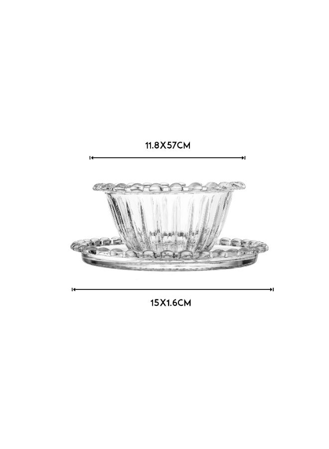 إيليجانت ✨ طقم زباديـة وصحون زجاجية فاخرة – 12 قطعة | قطر الزبدية 11.8 سم | قطر الصحن 15 سم ✨ - Image 4