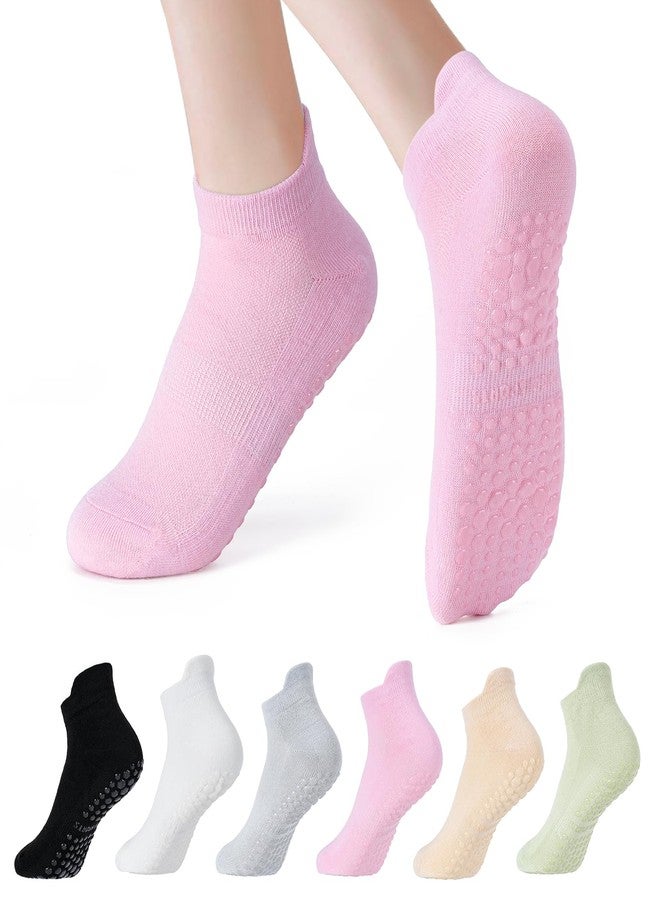 Amrules 6 Pairs Breathable Women's Yoga Socks with Grippers Anti-Slip Sports Pilates Socks Suitable for Barre, Dance, Hospital, Home Use - Image 1