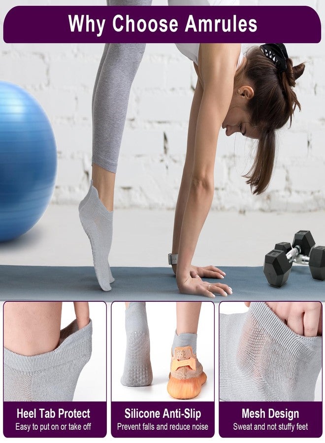 Amrules 6 Pairs Breathable Women's Yoga Socks with Grippers Anti-Slip Sports Pilates Socks Suitable for Barre, Dance, Hospital, Home Use - Image 4