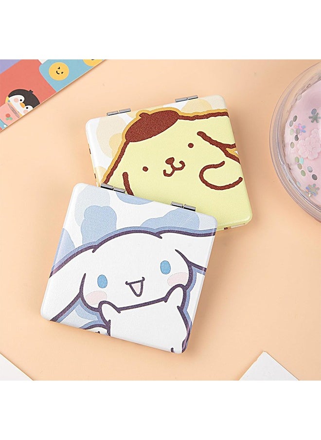 اتش واي 2 قطعة لطيف مرآة السفر المدمجة ، مرآة ماكياج جيب صغير مع 1X / 2X المكبرة ، مرآة Kawaii الجلود PU ، مرآة محمولة للحقيبة ، جيب ، محفظة (القرفة ، الحلوى)  - Image 2