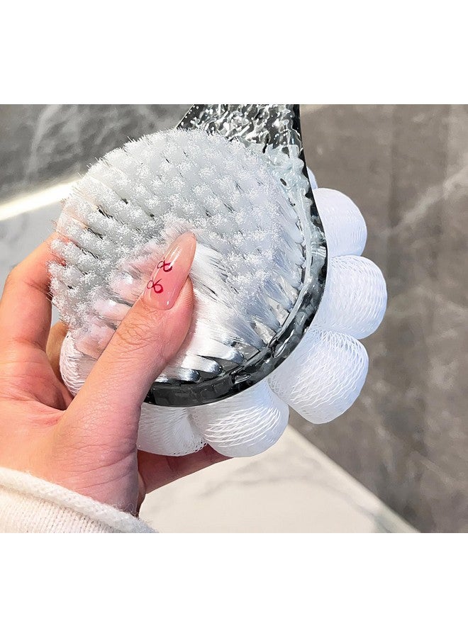 NILKANTH Shower Body Brush with Bristles and Loofah,Back Scrubber Bath Mesh Sponge with Curved Long Handle for Skin Exfoliating Bath, Massage Bristles Suitable for Wet or Dry, Men and Women (Black) - Image 3
