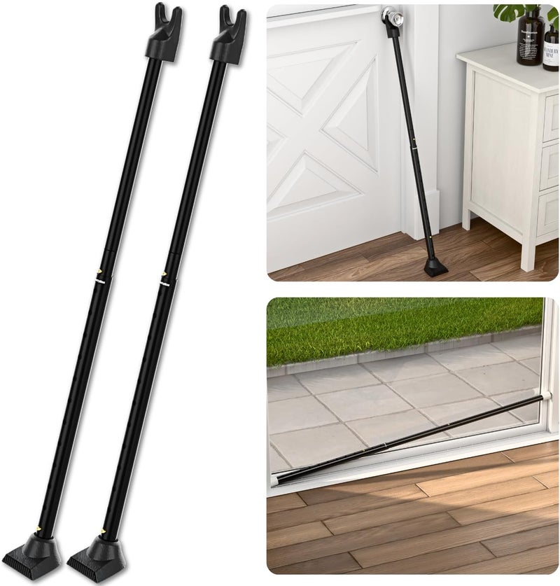 Security Man 2-in-1 Door Security Bar & Sliding Patio Door Security Bar (2 Pack) via Interchangeable Caps - Heavy Duty Iron Construction Door Stoppers Lock for Home, Apartment, Travel Hotel - Black - Image 1