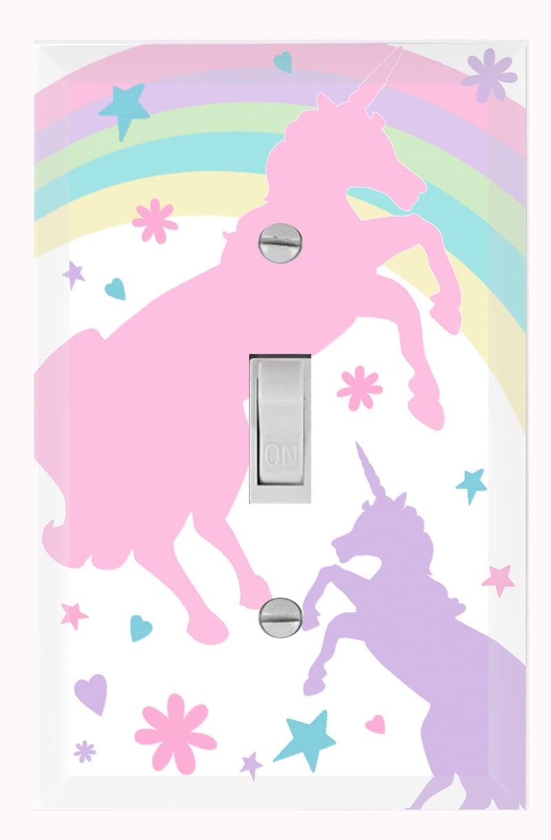 Create-A-Mural Girls Room Decor Light Switch Cover Plate Kids Room, Decorative Wall Accent for Baby Nursery, Teen Toddler Bedroom Bathroom Playroom (Pastel Unicorn) - Image 1