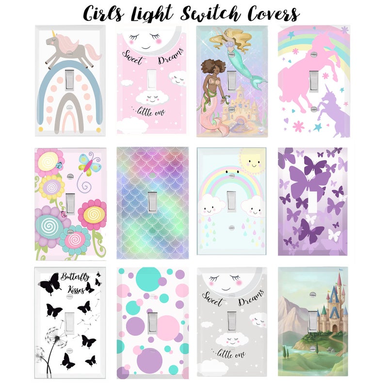 Create-A-Mural Girls Room Decor Light Switch Cover Plate Kids Room, Decorative Wall Accent for Baby Nursery, Teen Toddler Bedroom Bathroom Playroom (Pastel Unicorn) - Image 5