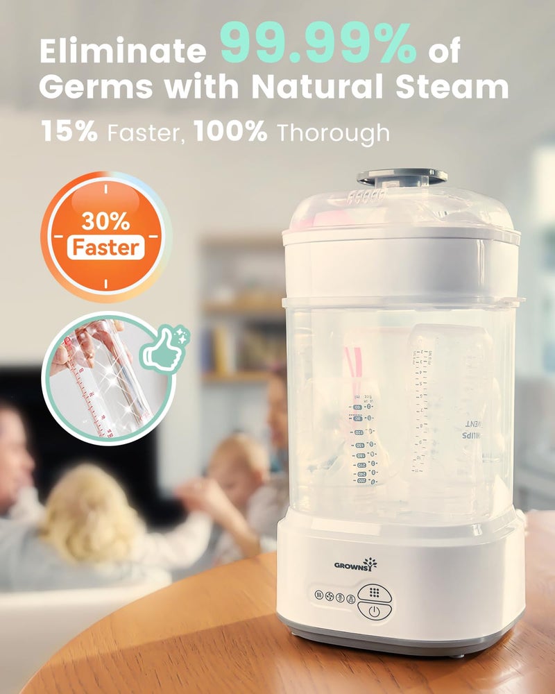 GROWNSY GROWNSY Bottle Sterilizer and Dryer, Compact Electric Steam Baby Bottle Sterilizer (Esterilizador de Biberones), Bottle Sanitizer for Baby Bottles, Pacifiers, Pump Parts  - Image 4