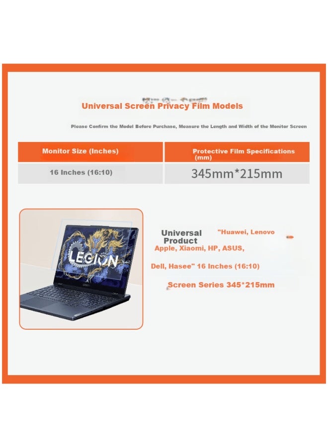 Ecola 16-inch Screen Protector Hd High Transparency Laptop/desktop Monitor Universal (16:10) Compatible With Huawei Lenovo Apple Xiaomi - Image 2