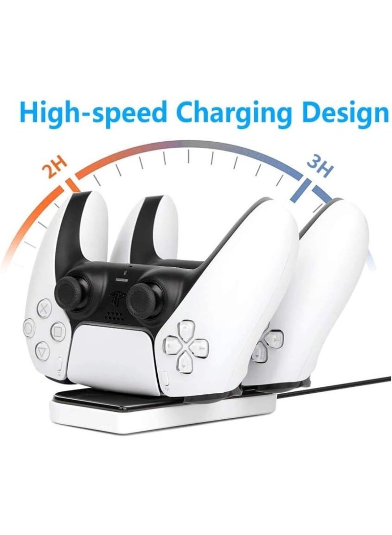 UBEdge PS5 Controller Charging Dock – Ultra Slim Dual Charging Station for PlayStation 5 Controllers, Dual USB Fast Charging Stand for Wireless Gamepads - Image 4